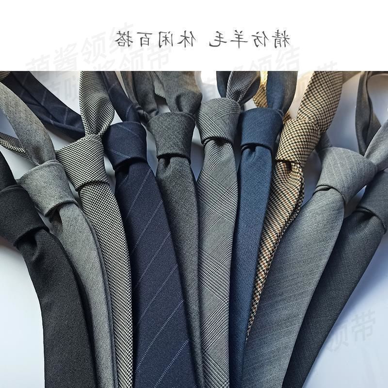 Cravatta casual stretta da uomo, 6 cm, stile retrò britannico, in lana, grigia, formale, nera, versatile, pied de poule_voghion.com