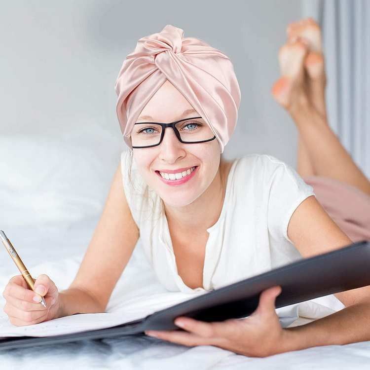 Europese en Amerikaanse stijl dubbele laag kruis twist slaap bad schoonheid make-up zijden hoofddoek haarverzorgingsmuts_voghion.com