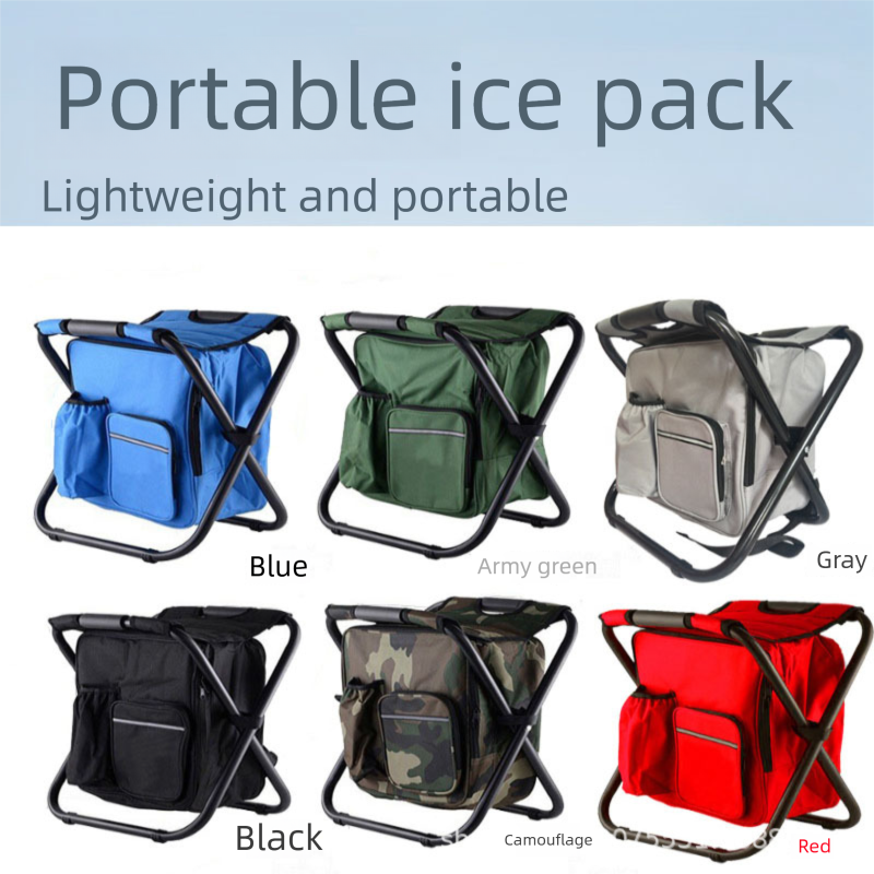 Sedia pieghevole portatile con isolamento, sgabello per borsa del ghiaccio, sedia da pesca per esterni, sedia da campeggio con zaino da spiaggia_voghion.com