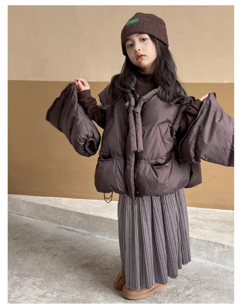 Mittelgroßer und großer Baumwollmantel für Kinder, All-Match-Baumwollmantel für kleine Mädchen, stilvolle Baumwolljacke, Wintermantel-Trend_voghion.com