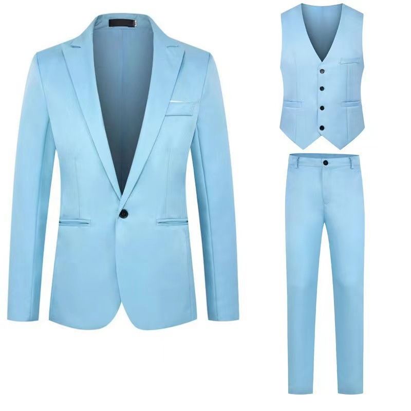 Men's suit, pants, vest, three piece Korean version, business casual suit set, men's_voghion.com