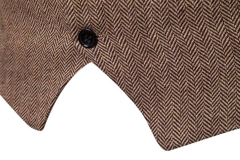 Einreihige Weste im britischen Fischgrätenmuster für Herren, Anzugweste für Herren, Business Casual_voghion.com