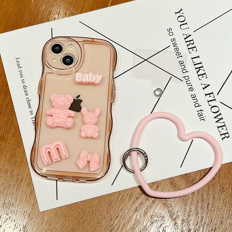 Applicable to Huawei Honor 80 wave air cushion BABY bear phone case P60PRO Bubble Drop-resistant rabbit love bracelet_voghion.com
