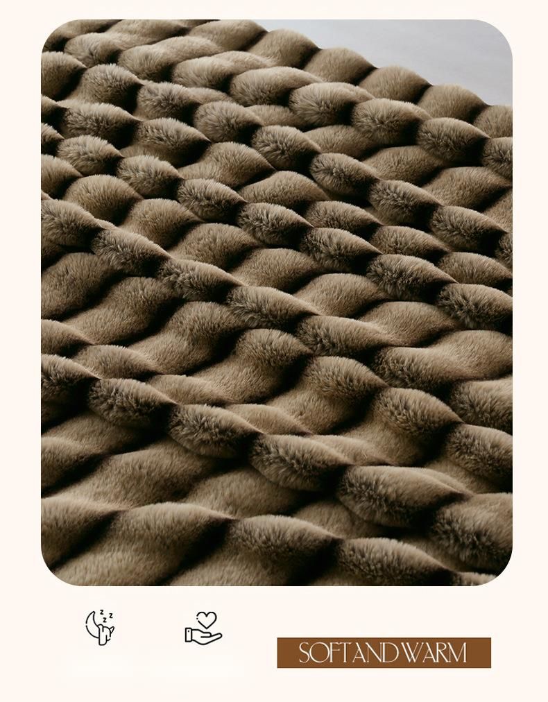 2025 Coperta copripiumino per una o due persone, in pile di coniglio double face, in pelliccia di rex stampata sul retro, spessa e calda, in melad_voghion.com