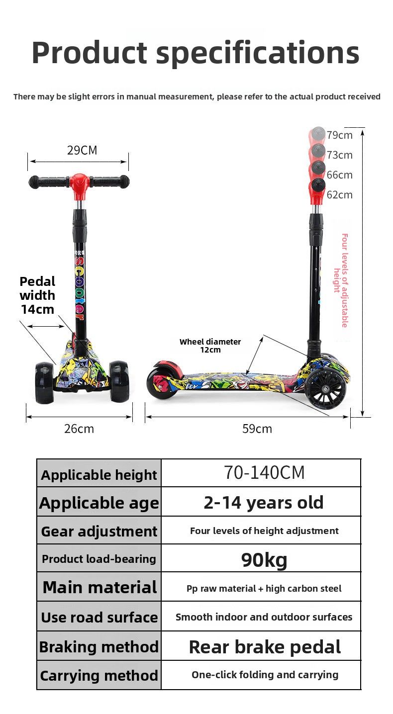 Kinderstep met één voet voor jongens en meisjes van 2-6-9 jaar, opvouwbaar en met drie wielen, nieuw model, directe verkoop door de fabriek_voghion.com