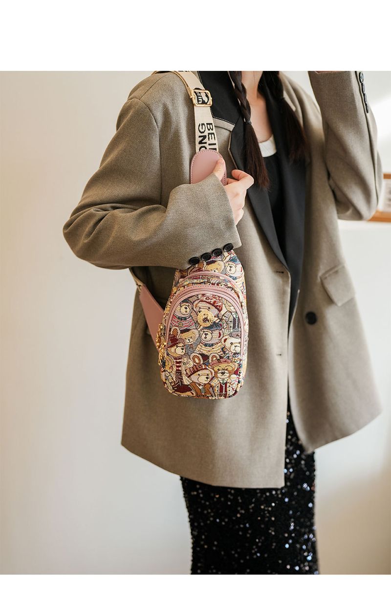 Damentaschen Tasche Quelle Fabrik Tasche Cartoon Bär Brusttasche Casual Damentasche Mode Hüfttasche_voghion.com