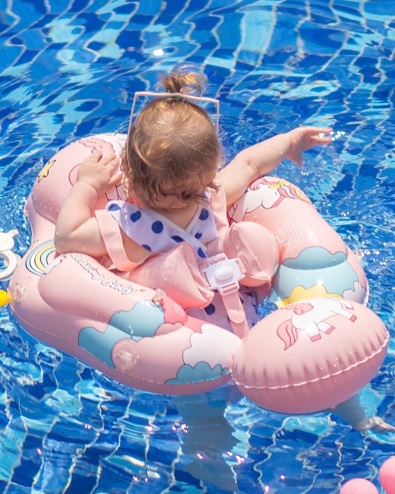 Baby Swimming Float Inflatable Dropshipping Baby Float with Canopy Infant Floating Ring Swimming Chest Floater Float Trainer_voghion.com