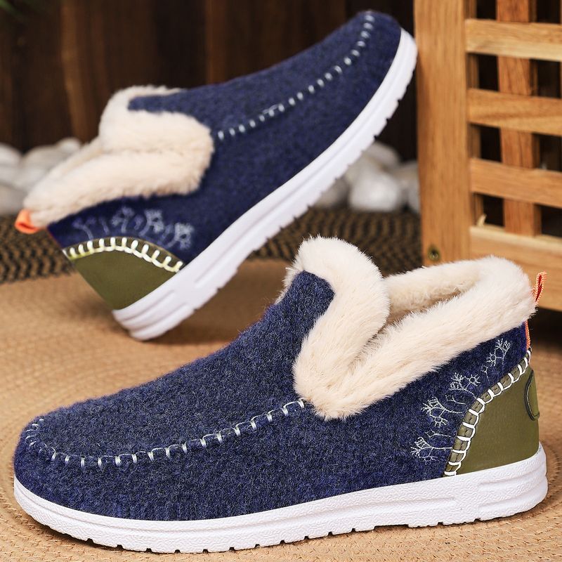 Inverno con fodera in pile, scarpe in cotone spesso per donna, stivali da neve caldi e resistenti al freddo, stivali corti alla moda slip-on_voghion.com
