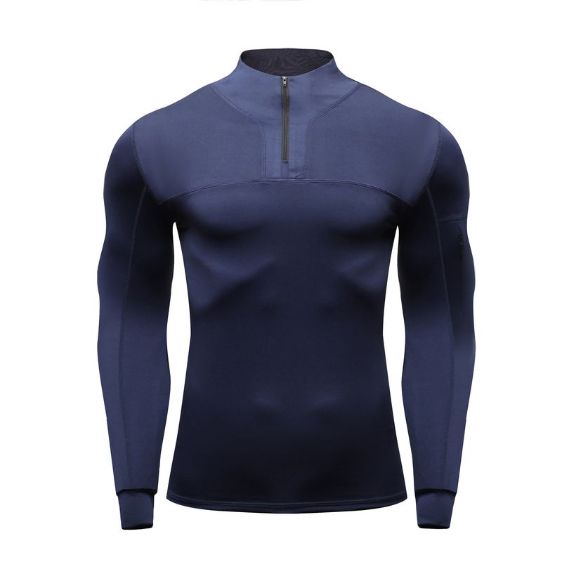Giacca da allenamento da uomo con colletto alto e tasche nascoste, maglietta fitness ad asciugatura rapida per allenamenti autunnali e invernali_voghion.com