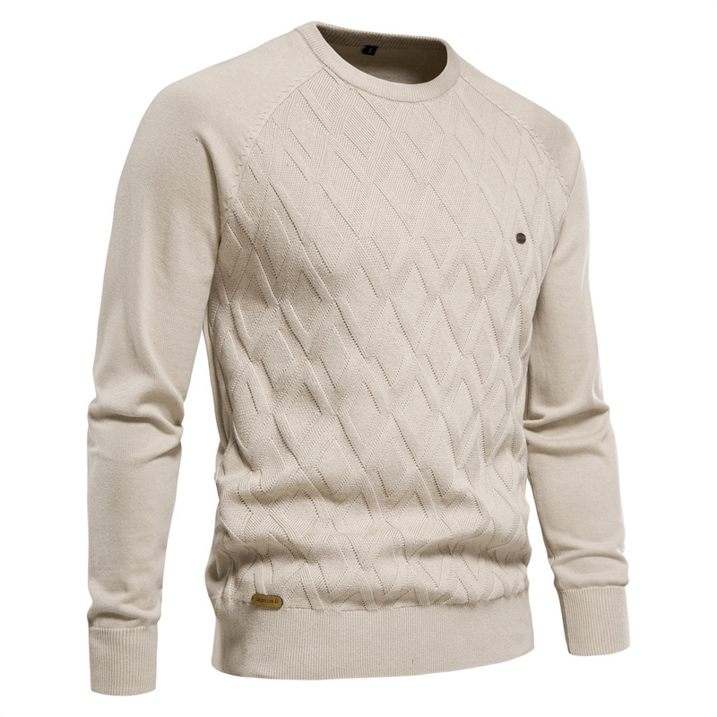 Autumn And Winter New Pure Cotton Men's Sweater Men's Sweater Pullover Solid Color Knitted Sweater Men_voghion.com