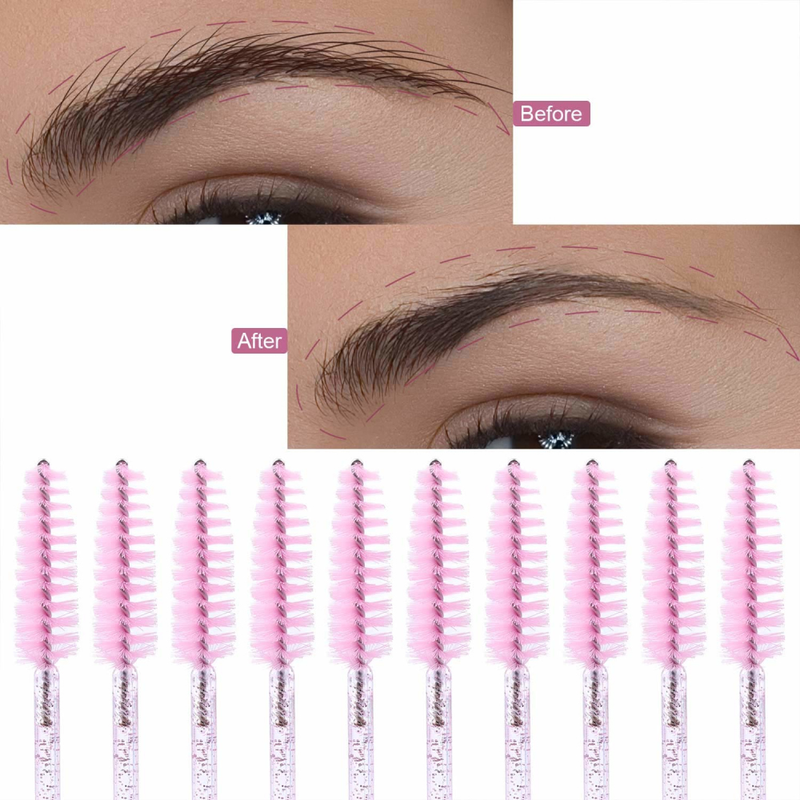 50 Stück Wimpern-Einweg-Augen-Wimpernbürstenspule mit schwarzem Stock, die zum Verlängern von Wimpern, Augenbrauen und Make-up verwendet wird_voghion.com