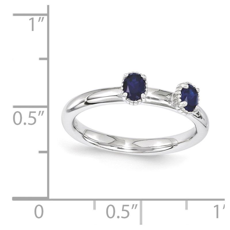 Sterling Silver Stackable Expressions Created Sapphire Two Stone Ring_voghion.com