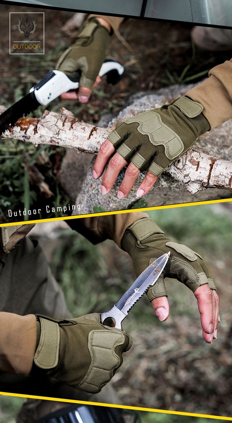 Tactical gloves for men and women 0108 half finger military fans outdoor riding anti cut fighting field training half finger paratrooper gloves_voghion.com