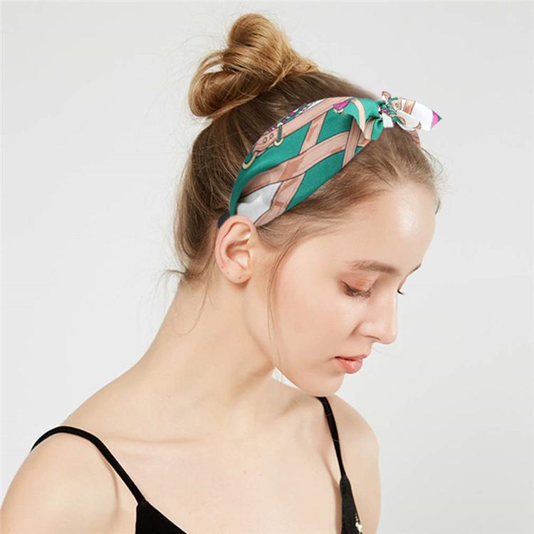 Leopard print rabbit ears knotted wide version headband female European and American going out disc hair card headband jewelry_voghion.com