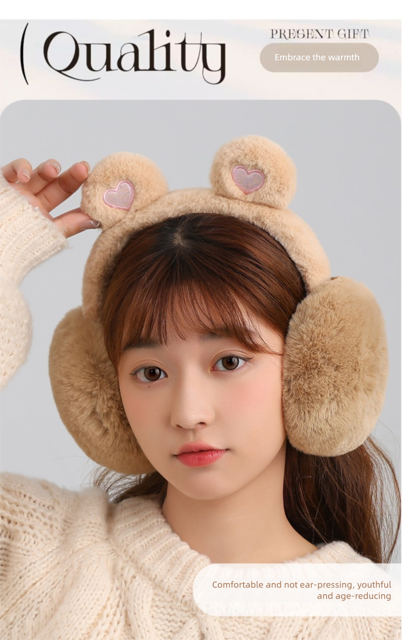 Korean Version Plush Warm Foldable Winter Protection Student Warmer Cute Anti-Freeze Cycling Ear Muffs_voghion.com