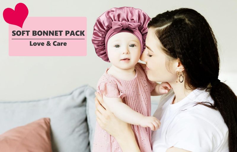 Cuffia per neonati in raso a doppio strato con nastro elastico - Cuffia da notte morbida ed elegante per bambini piccoli e ragazzi_voghion.com