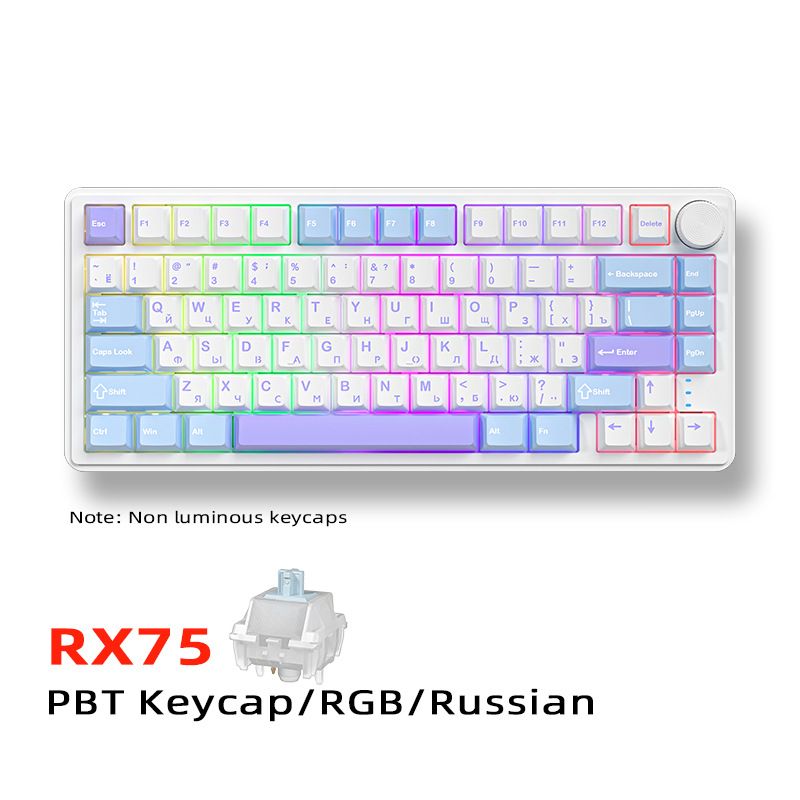 Zifriend RX75 Russian Mechanical Keyboard Wireless Bluetooth Three-mode Customized E-sports Game Side Engraved Keyboard_voghion.com