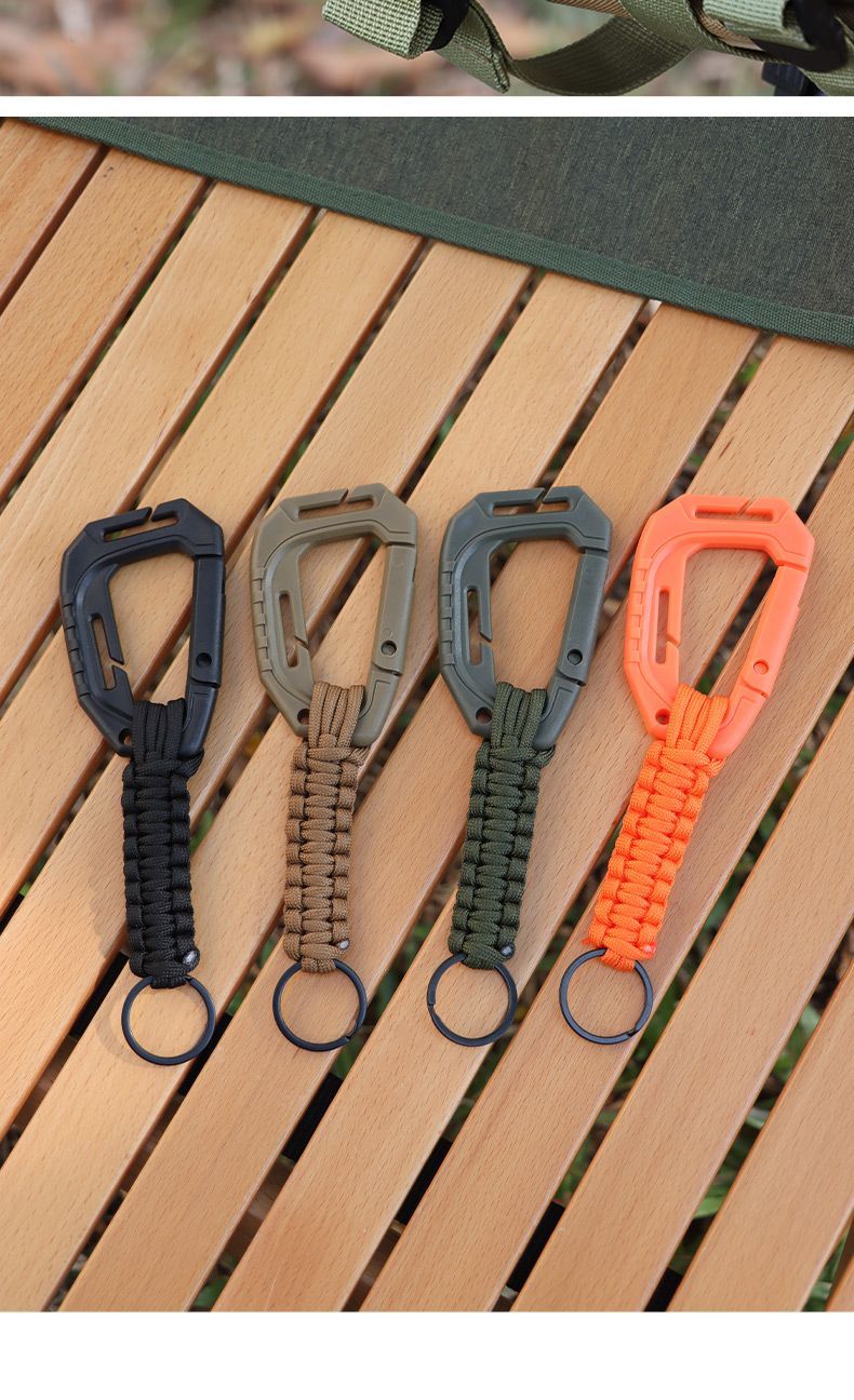 Outdoor Climbing Key Chain Umbrella Rope Braided Multi-Functional D-Shaped Plastic Hook Anti-Lost Water Bottle Hanging_voghion.com