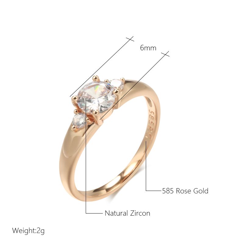 2025 Fashion Style Dame Ring Rose Gold 585 Natural Zirconium prøve_voghion.com