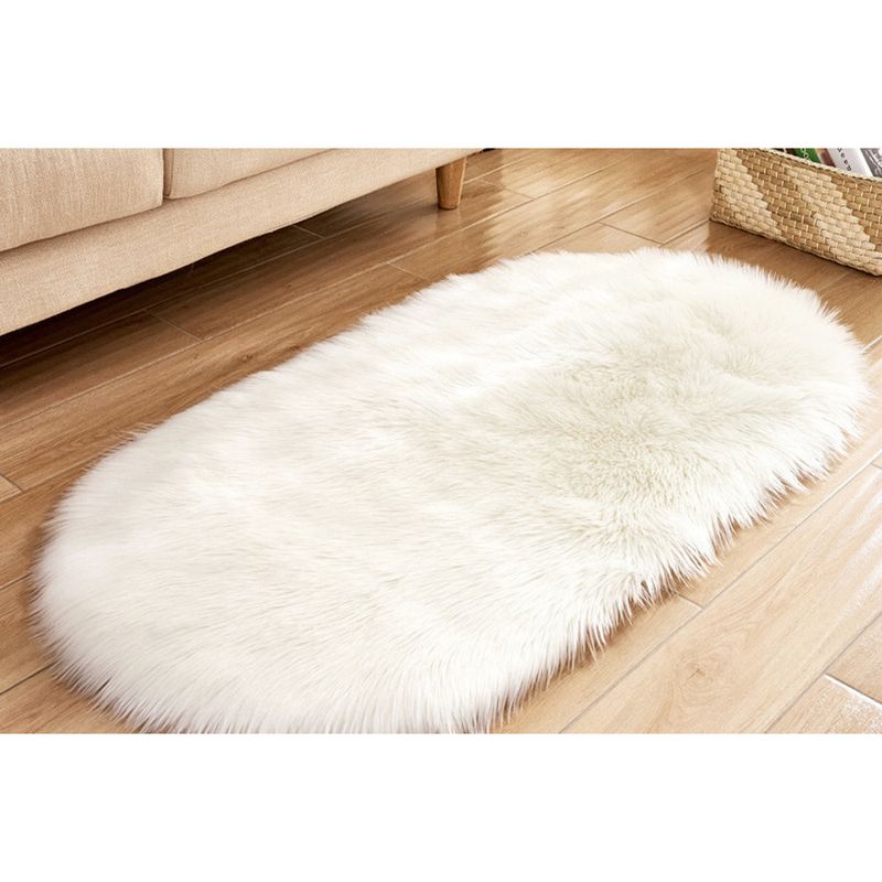 Luxury Plush Bedroom Living Room Carpet Oval Wool Bedside Rug Modern Simple Solid Color Floor Mat Machine Washable_voghion.com
