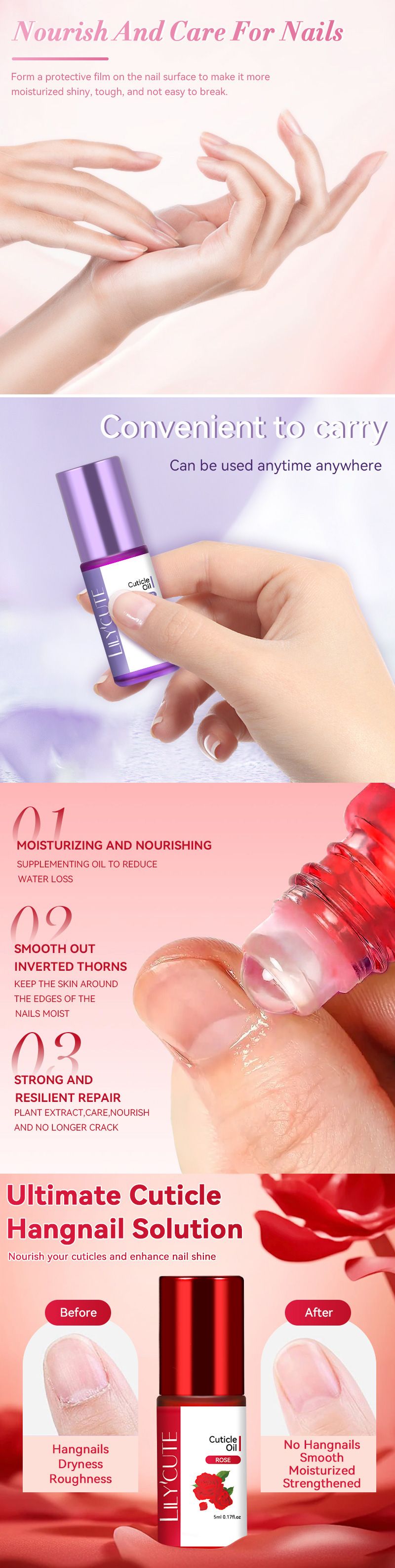 Cuticle Oil Nutrient Pen With Roller Ball - Anti-Split Cuticle Nourishing Oil, Strengthening Nail Edge Care Tool_voghion.com