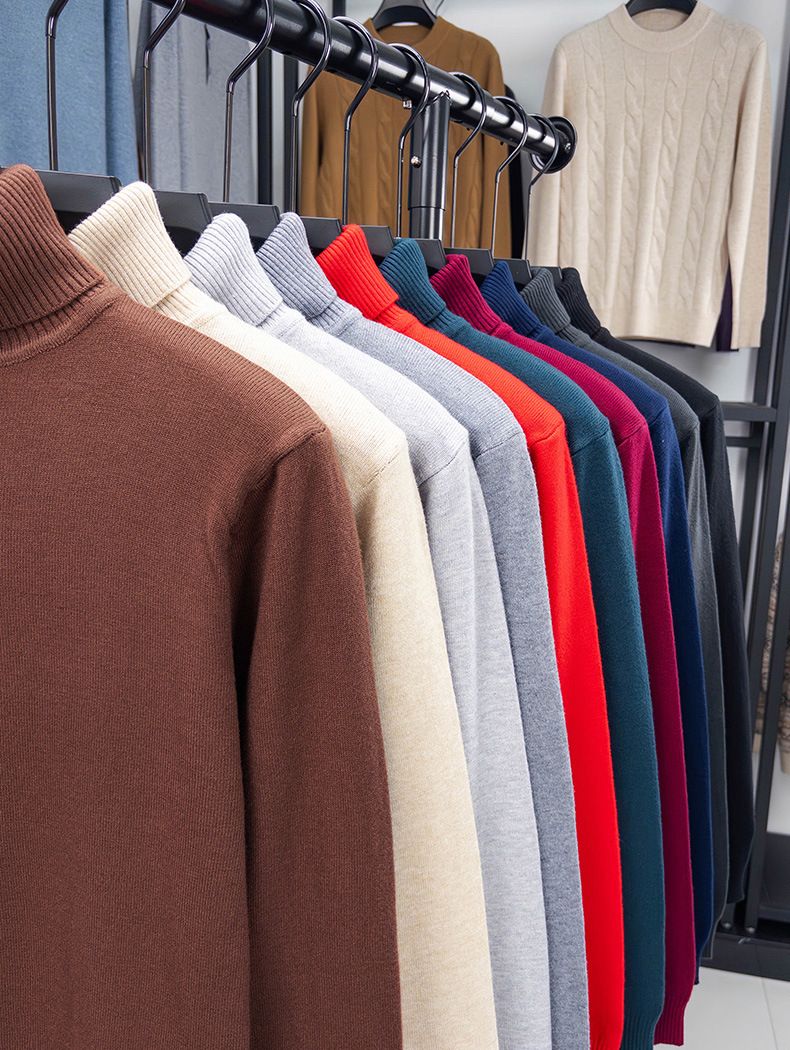 Thermo-Rollkragenpullover für Herren – Dicke Winter-Strick-Basisschicht (Schwarz/Dunkelgrau/Burgunderrot/Khaki, Größen M–XXXXL, unverzichtbares Wollmischgewebe)_voghion.com