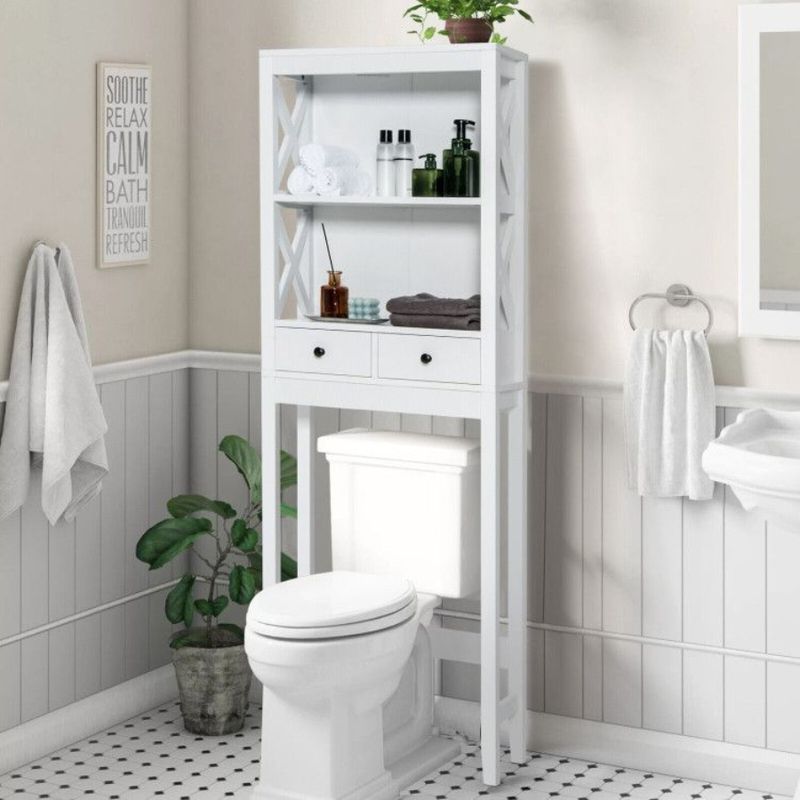Mensola salvaspazio per il bagno con cassetti portaoggetti per WC_voghion.com
