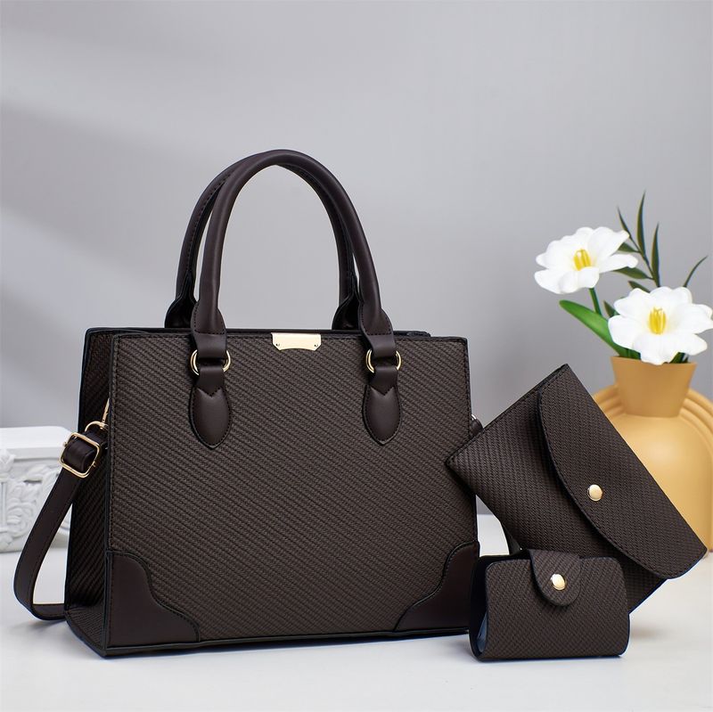 Borsa a mano, texture semplice, colori contrastanti, borsa tote di grande capacità, borsa a tracolla, borsa a tracolla._voghion.com