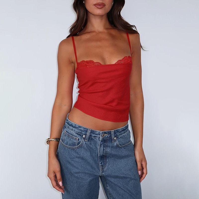 Bretelle in pizzo tinta unita con cuciture, aderenti, per ragazze calde, estive, da donna_voghion.com