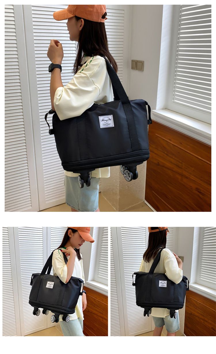 Practical luggage bag, Oxford cloth large capacity expandable swivel wheel bag, business travel bag, dry wet separation travel handbag_voghion.com