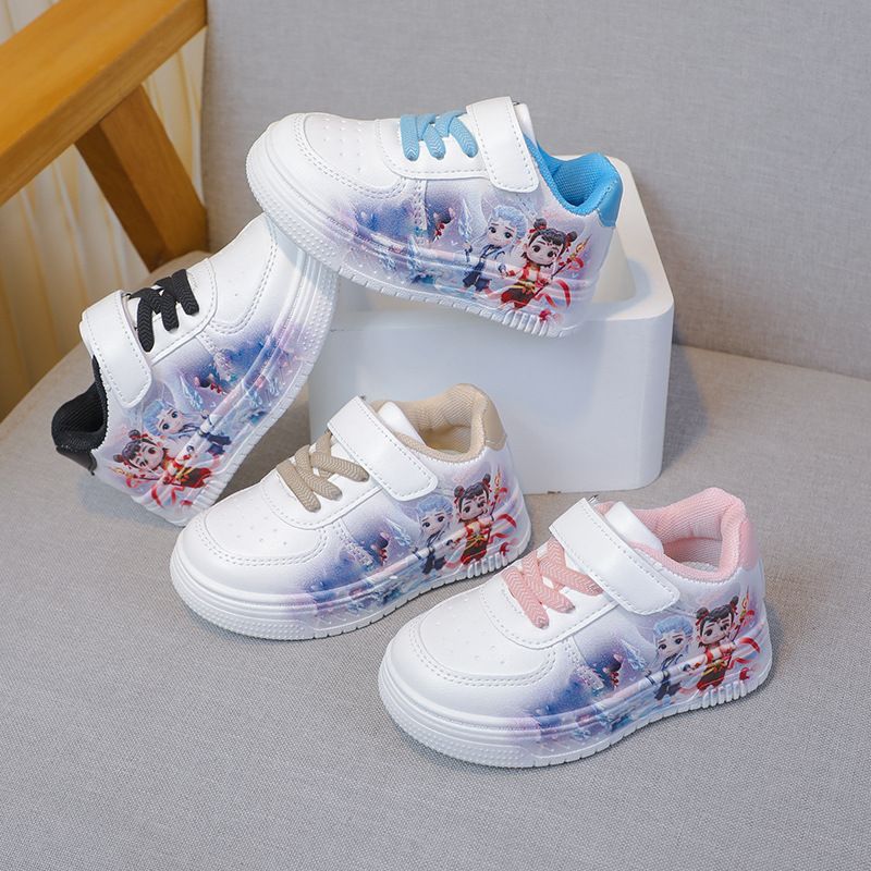 Girls' Board New Boys' Cartoon Sports 2025 Spring Autumn Children's White Shoes, Fashionable Casual Shoes For Middle And_voghion.com