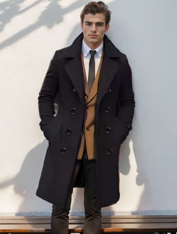 Men's Clothing Autumn And Winter High Quality Thickened Medium And Long Double Breasted Woolen Slim Fit Coat_voghion.com