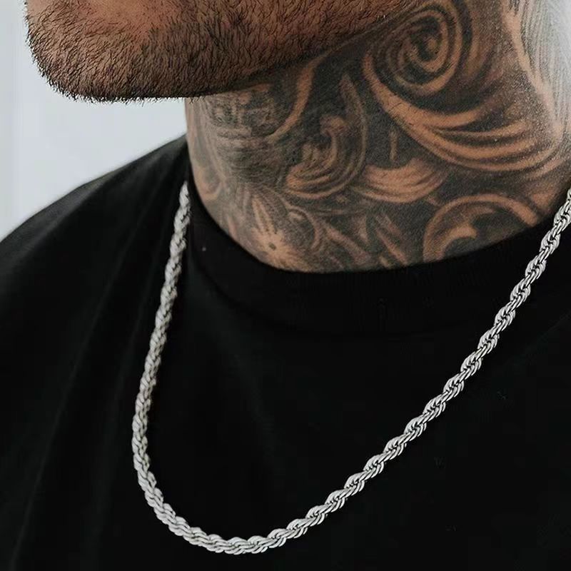 Titanium Non-Fading Snake Bone Men's Necklace Hip Hop Cuban Stainless Steel Sweater Clavicle Chain_voghion.com