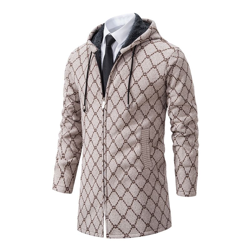2023 herbst männer Mid-Länge Pullover Mode Lässig Mit Kapuze Jacke Strickwaren Trendy Pullover Öffnen_voghion.com