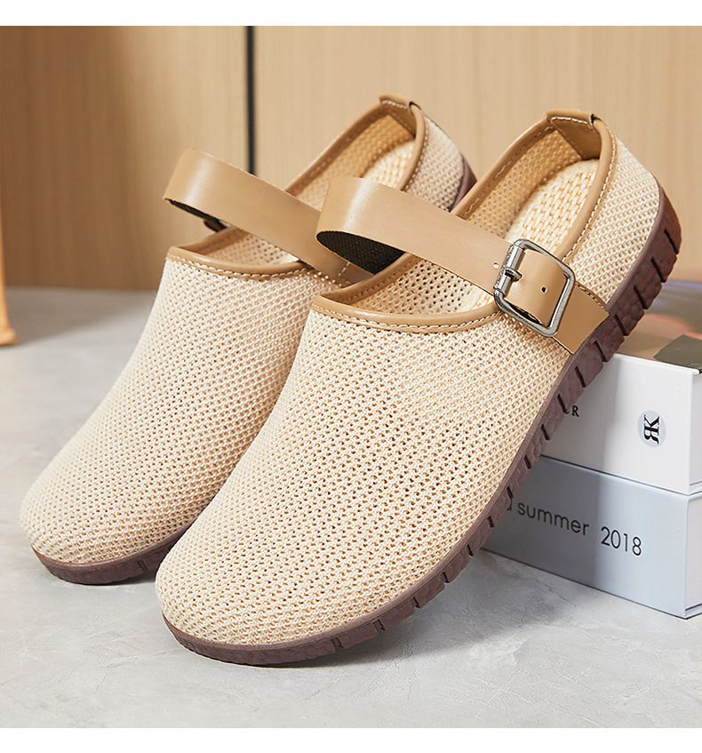 Damen Flache Mundtasche Kopf Hausschuhe Damenschuhe Fliegen Gewebte Atmungsaktive Flache Schuhe Freizeitschuhe Faule Schuhe Einzelne Schuhe_voghion.com