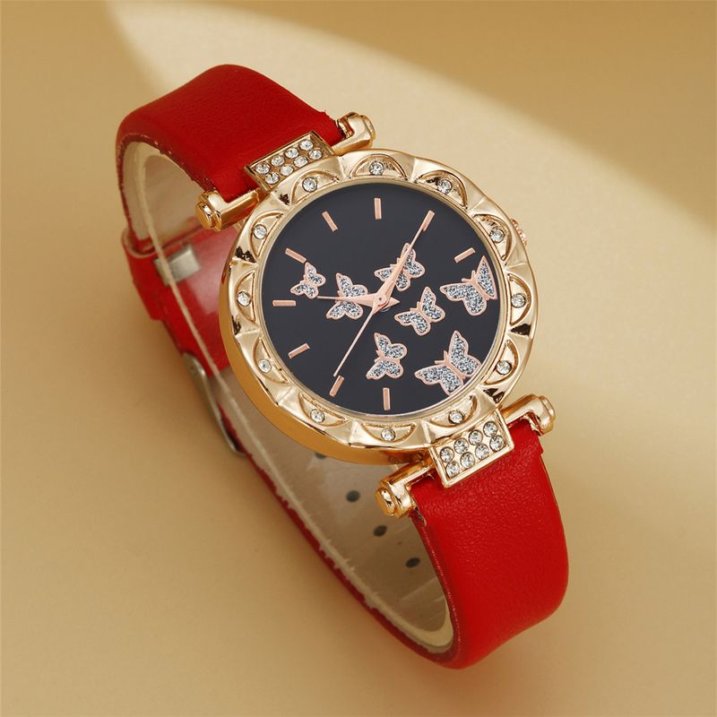 Orologio da donna in pelle Fresh Style e set di gioielli a forma di foglia d'acero - Quadrante rotondo, design minimalista con cinturino regolabile_voghion.com