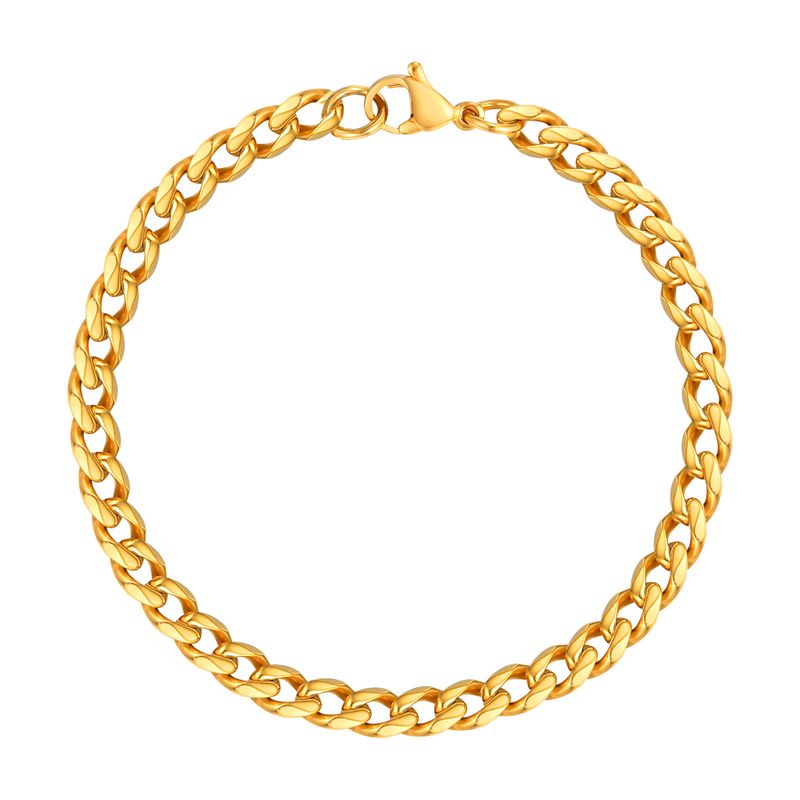 Bracciale da donna Wind in acciaio inossidabile a sei lati lucido, oro 7 mm, semplice e versatile, accessori Huanmu_voghion.com