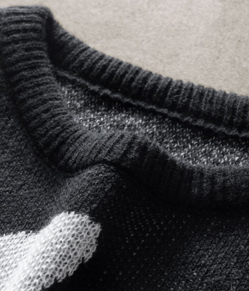 Maglione lavorato a maglia con stampa di gatti - Pullover oversize con scollo rotondo, comodo e alla moda per l'autunno/inverno_voghion.com