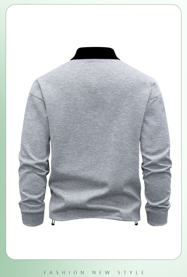 Herren-Sweatshirt mit Reißverschluss – Koreanisch inspirierter Oversize-Pullover mit Stehkragen (Schwarz/Marineblau/Beige/Grau)_voghion.com