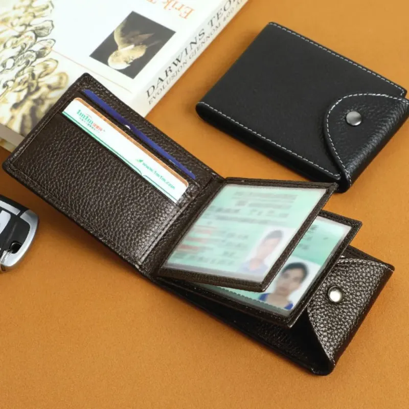 Porta carte di credito per il tempo libero, tinta unita, portafoglio pieghevole multiposizione, borsa resistente all'usura, da uomo_voghion.com