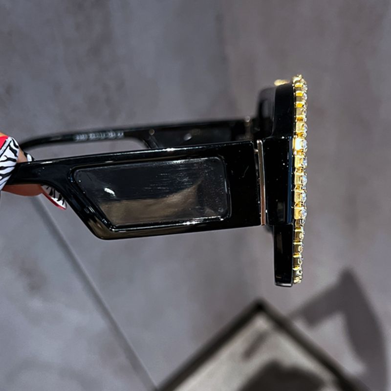 Personality Large Frame Fashion Sunglasses Luxury Rhinestone Street Nightclub Hot Girl Sunglasses Shape Glasses Square_voghion.com