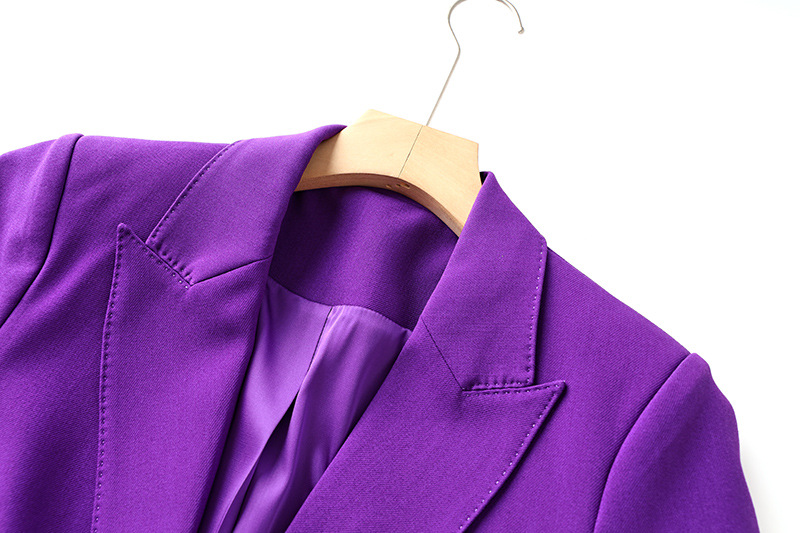 Veste de costume violette pour femmes, ensemble deux pièces, pantalon artisanal à bords perlés, ensemble deux pièces_voghion.com