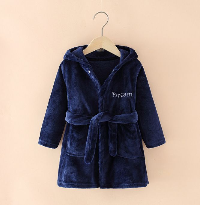 Spring Homewear Boys And Girls Baby Bathrobes Cartoon Flannel Hooded Children's Nightgown_voghion.com