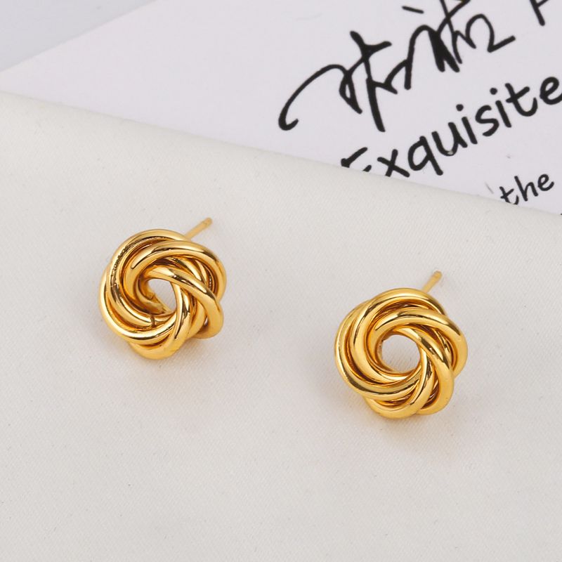 Orecchini da donna in rame retrò con torsione leggera, di lusso, di alta qualità, in oro, con temperamento, gioielli_voghion.com