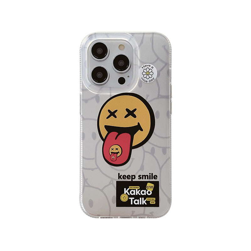 Custodia per cellulare con volto sorridente La custodia per iPhone 14 Promax utilizza la custodia protettiva europea e americana in argento elettrolitico Apple 13/12/15_voghion.com