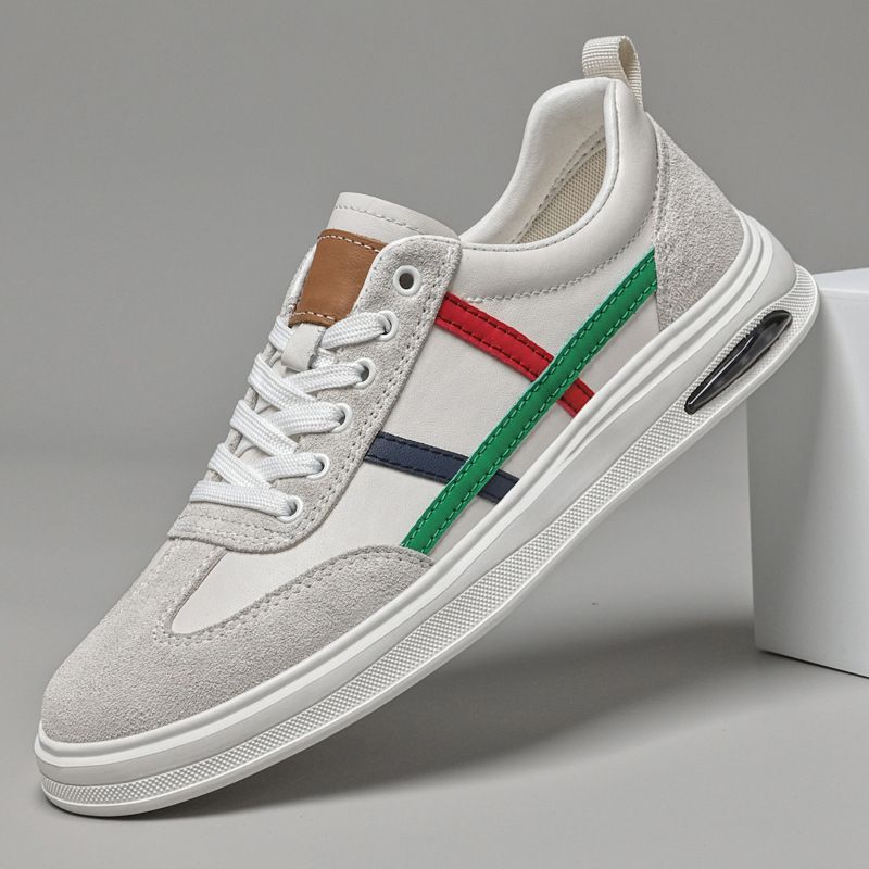 Zapatos deportivos casuales de piel para hombre, de punta redonda, estilo beatoria, para estudiantes, para correr, blancos para niños._voghion.com