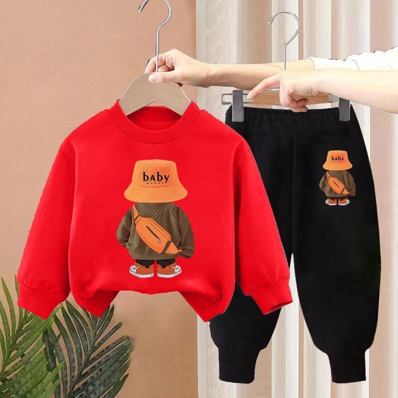 Conjunto deportivo informal de dos piezas para niño: sudadera de algodón cómoda con capucha y pantalón deportivo para primavera y otoño (de 3 a 8 años, varios colores)_voghion.com