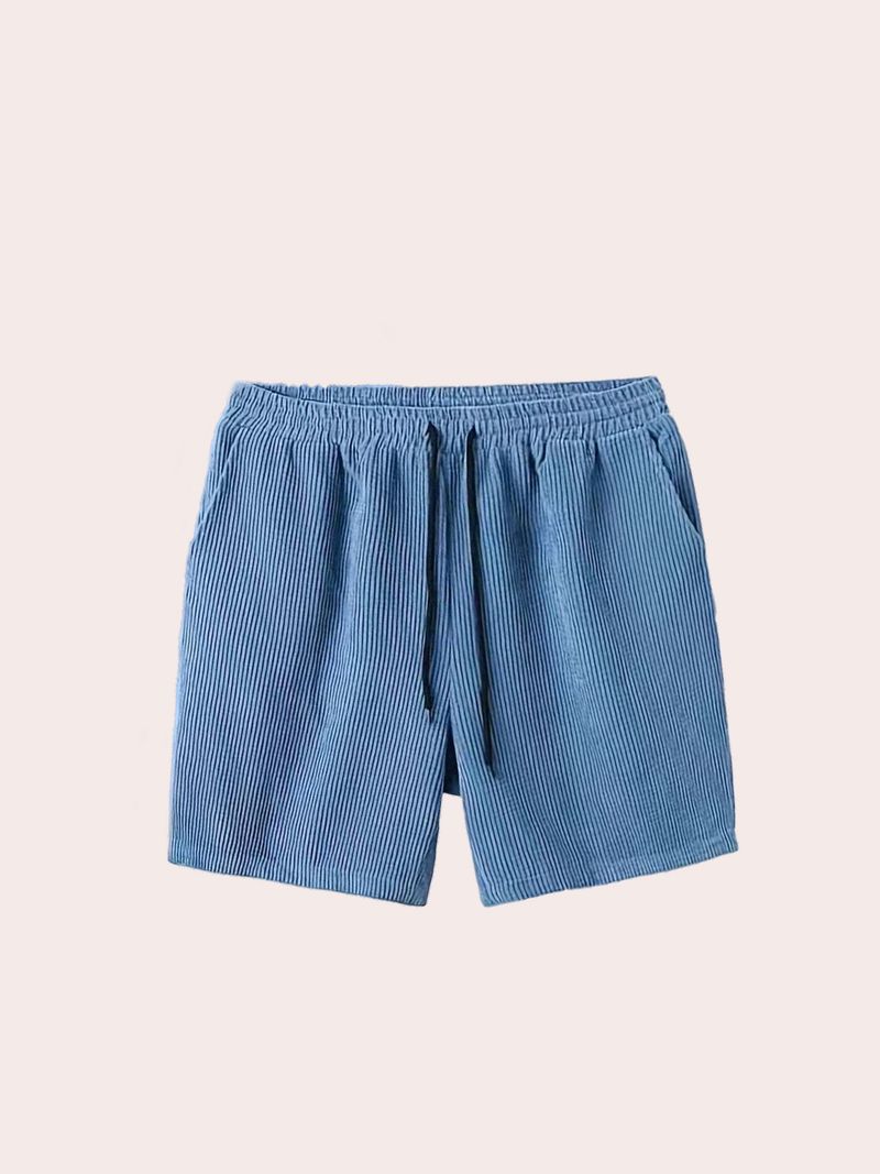 Herren-Set aus Cord mit kurzen Ärmeln, Hemd und Shorts – lässiges Sommeroutfit, entspannter Schnitt, einfarbig, zweiteiliger Lounge-Anzug, leicht_voghion.com