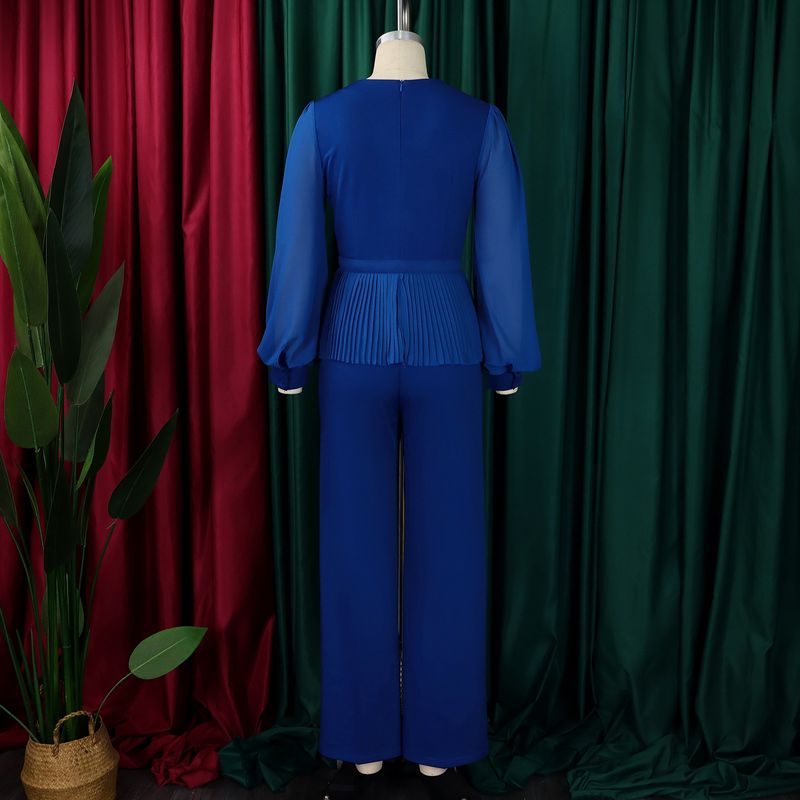 Ropa de mujer Nueva moda tradicional Tongle Top de manga larga Pantalones de pierna ancha Traje de dos piezas_voghion.com