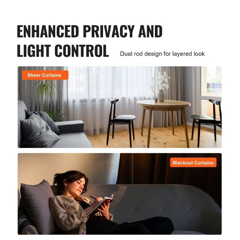 3 pollici, aste nere, diametro della tenda regolabile, lunghezza 4 aste con tenda, 1 doppio terminale, asta da 36 piedi e 3672 doppie punte rotonde._voghion.com